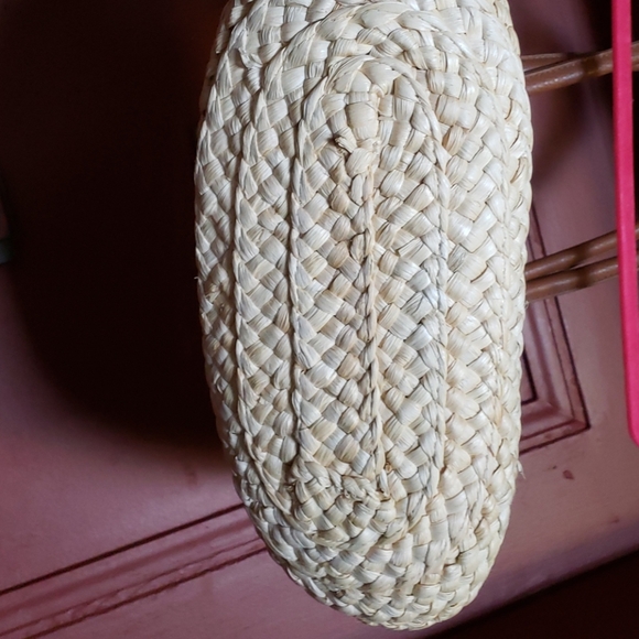 NEW Green And Cream Straw Handbag/Tote - Picture 6 of 12